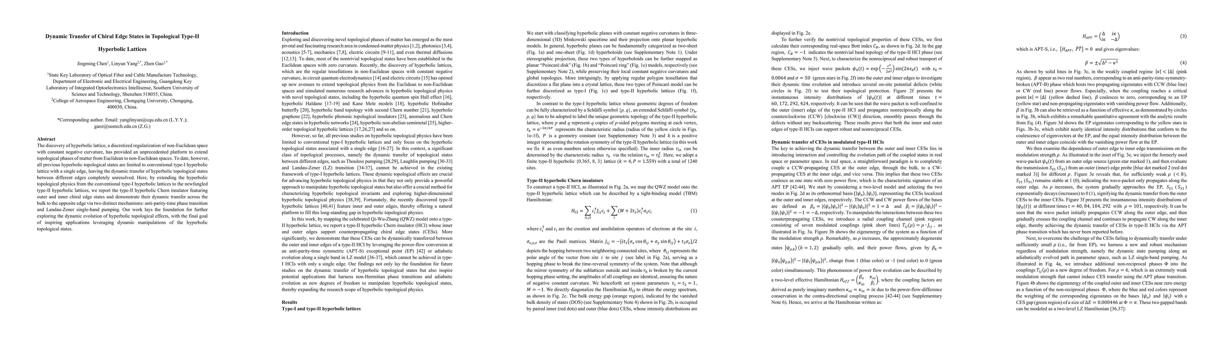 Thumbnail for Dynamic Transfer of Chiral Edge States in Topological Type-II Hyperbolic
  Lattices