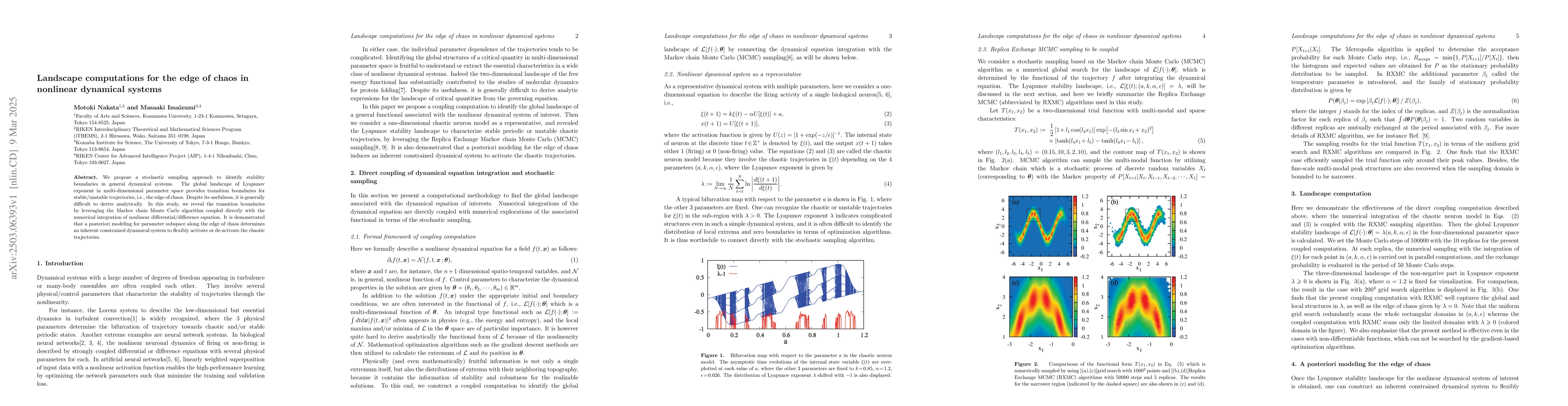 Thumbnail for Landscape computations for the edge of chaos in nonlinear dynamical
  systems
