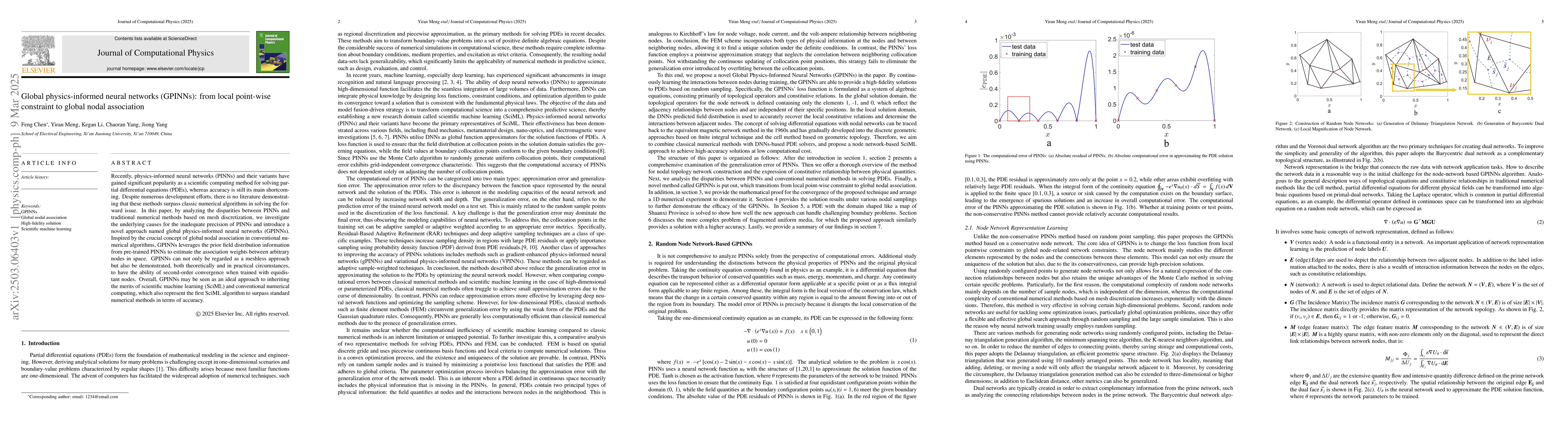 Thumbnail for Global physics-informed neural networks (GPINNs): from local point-wise
  constraint to global nodal association