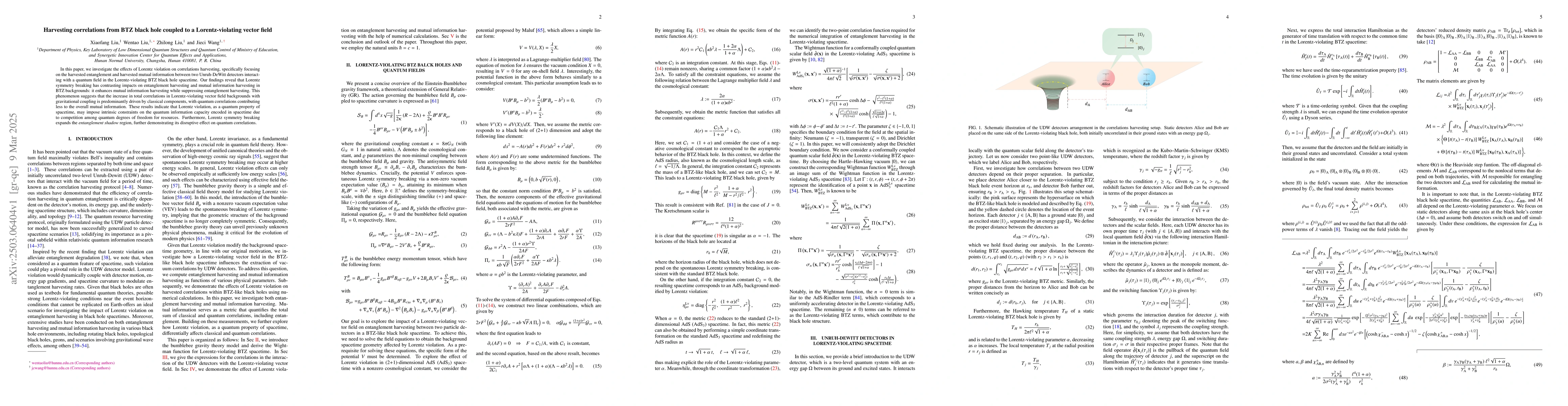 Thumbnail for Harvesting correlations from BTZ black hole coupled to a
  Lorentz-violating vector field