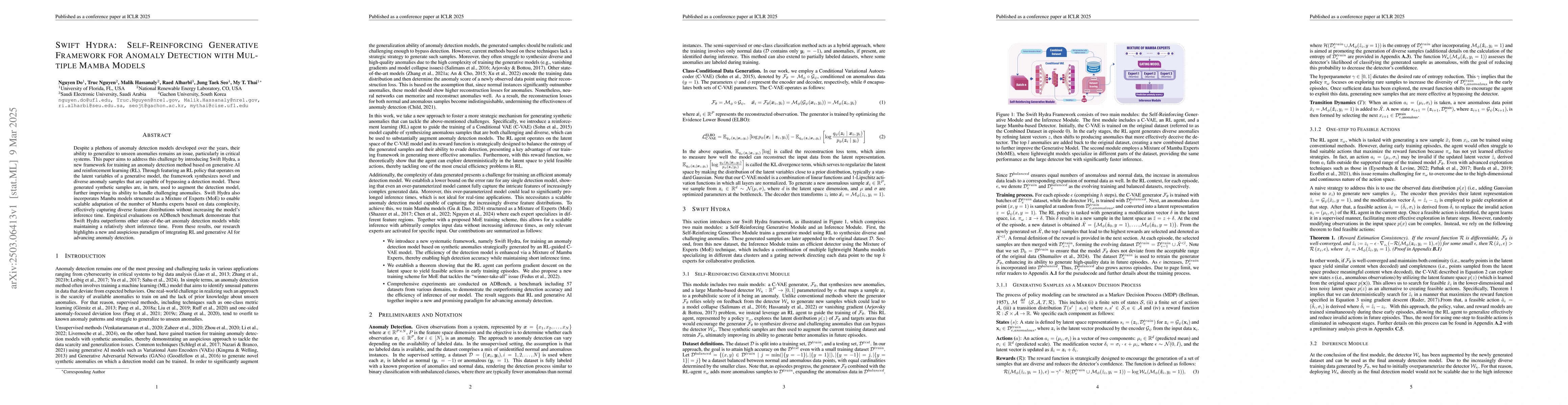 Thumbnail for Swift Hydra: Self-Reinforcing Generative Framework for Anomaly Detection
  with Multiple Mamba Models