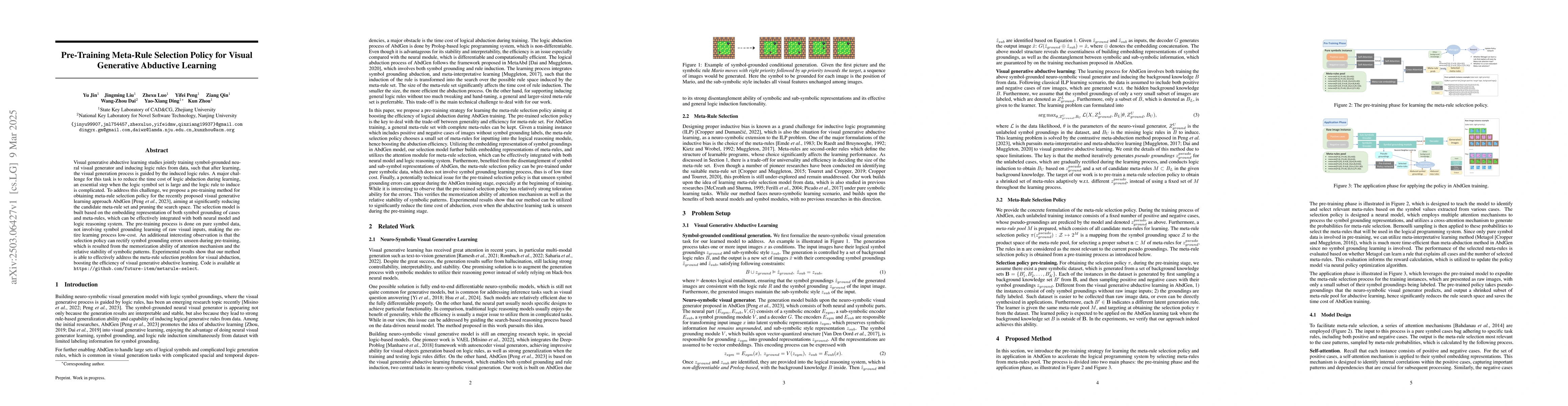 Thumbnail for Pre-Training Meta-Rule Selection Policy for Visual Generative Abductive
  Learning