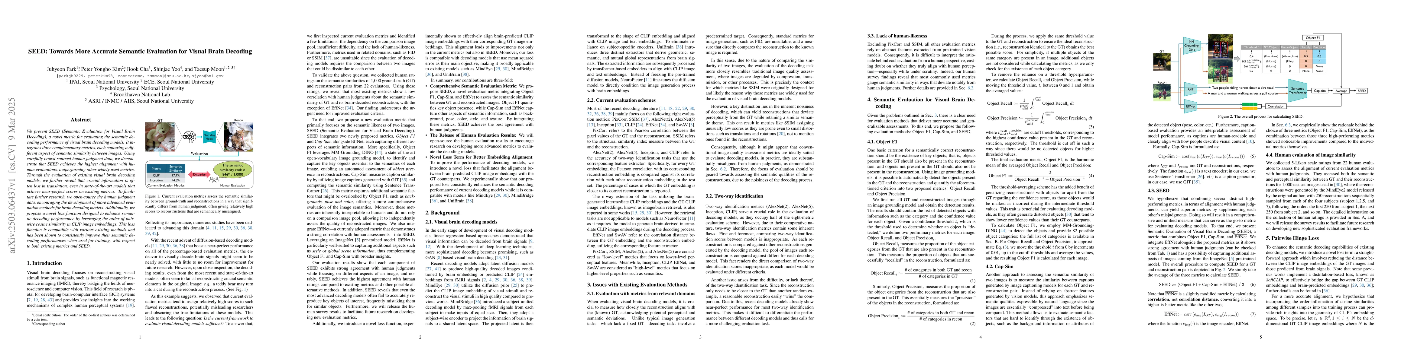 Thumbnail for SEED: Towards More Accurate Semantic Evaluation for Visual Brain
  Decoding