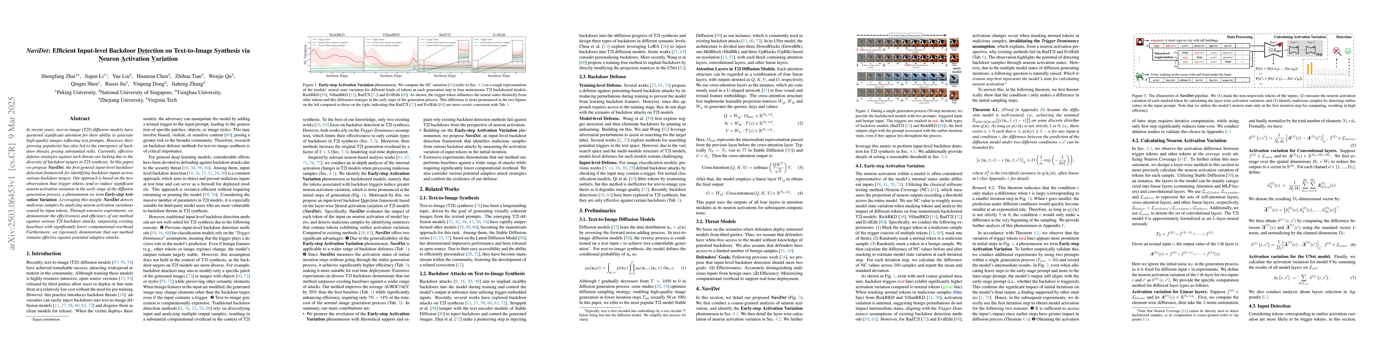 Thumbnail for NaviDet: Efficient Input-level Backdoor Detection on Text-to-Image
  Synthesis via Neuron Activation Variation