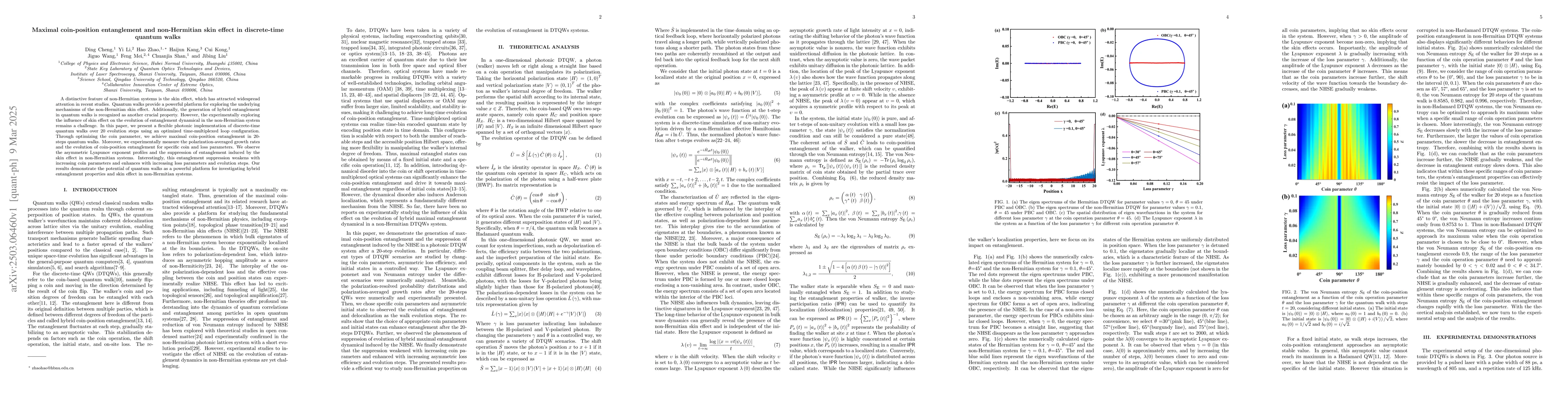 Thumbnail for Maximal coin-position entanglement and non-Hermitian skin effect in
  discrete-time quantum walks