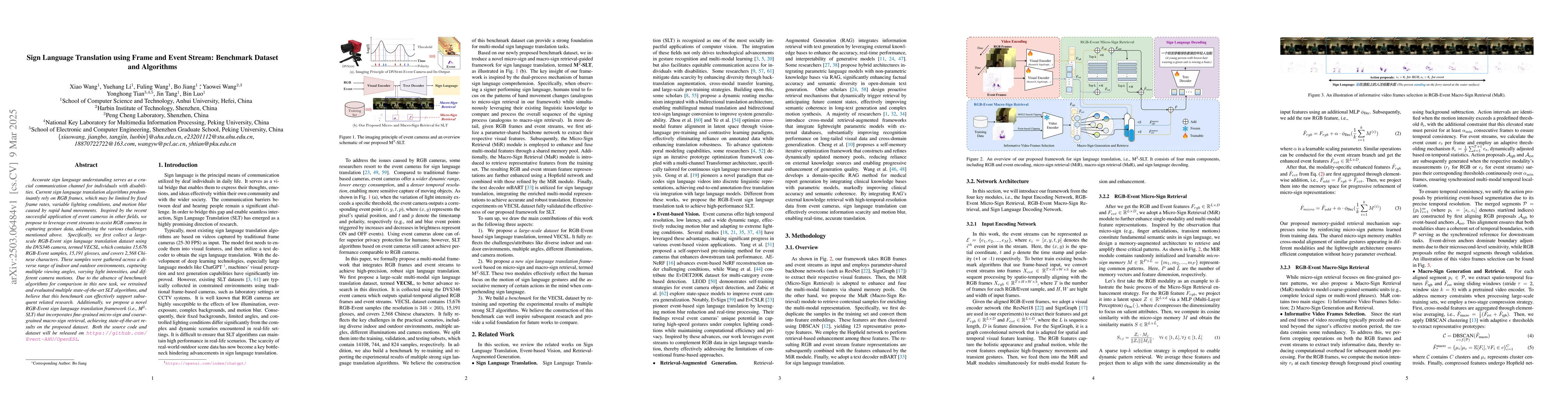 Thumbnail for Sign Language Translation using Frame and Event Stream: Benchmark
  Dataset and Algorithms