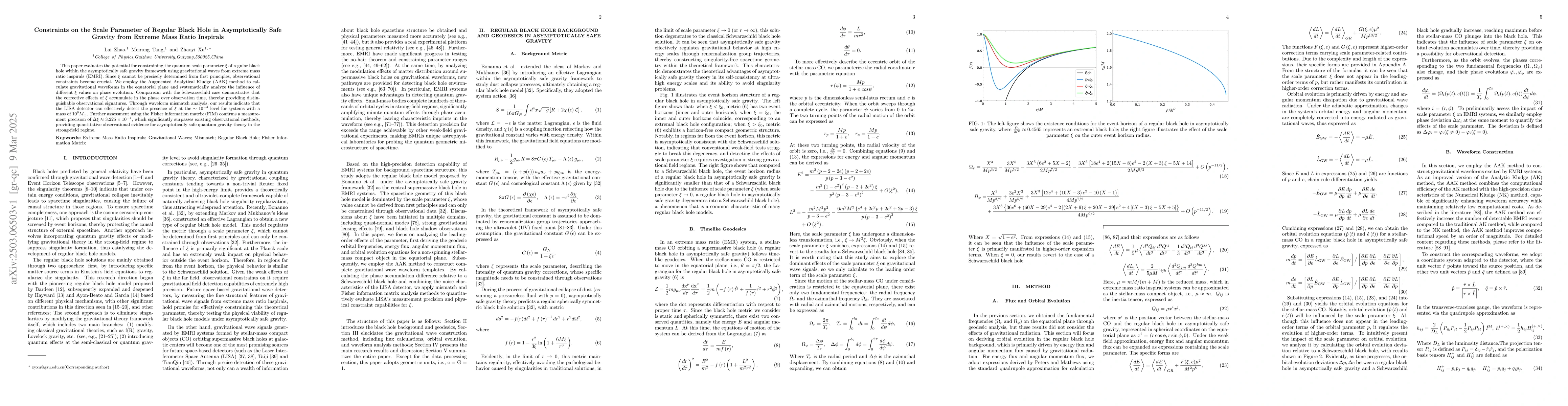 Thumbnail for Constraints on the Scale Parameter of Regular Black Hole in
  Asymptotically Safe Gravity from Extreme Mass Ratio Inspirals