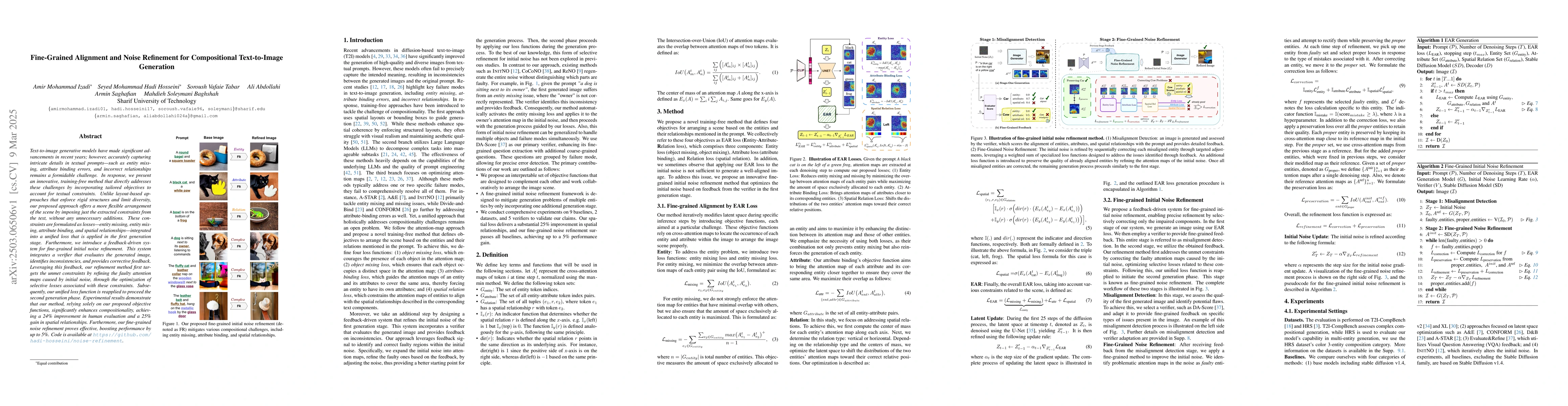 Thumbnail for Fine-Grained Alignment and Noise Refinement for Compositional
  Text-to-Image Generation
