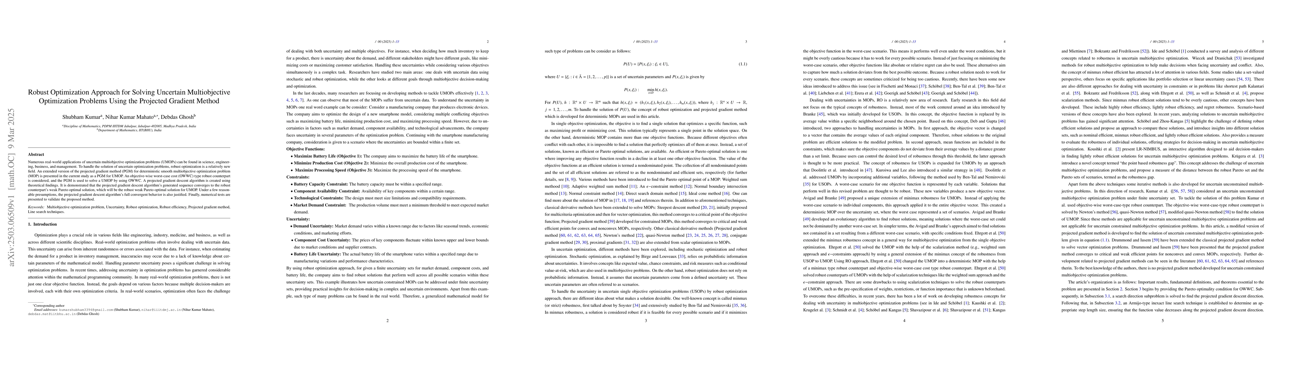 Thumbnail for Robust Optimization Approach for Solving Uncertain Multiobjective
  Optimization Problems Using the Projected Gradient Method
