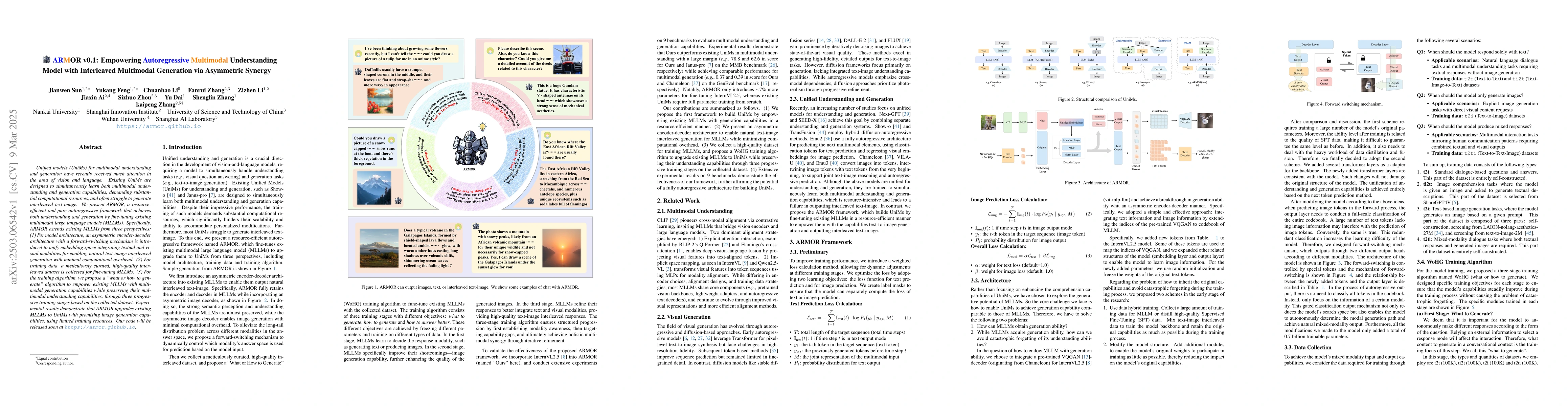Thumbnail for ARMOR v0.1: Empowering Autoregressive Multimodal Understanding Model
  with Interleaved Multimodal Generation via Asymmetric Synergy