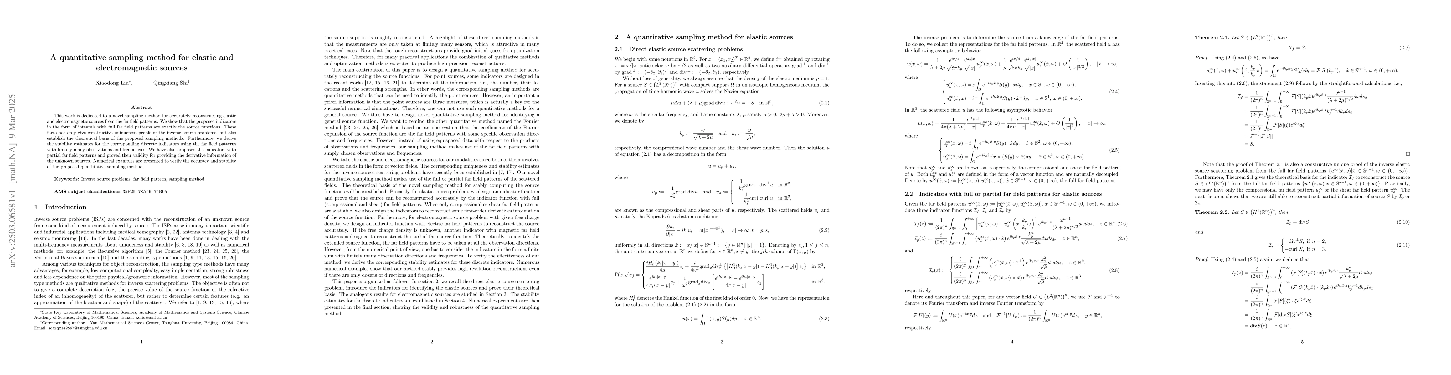 Thumbnail for A quantitative sampling method for elastic and electromagnetic sources