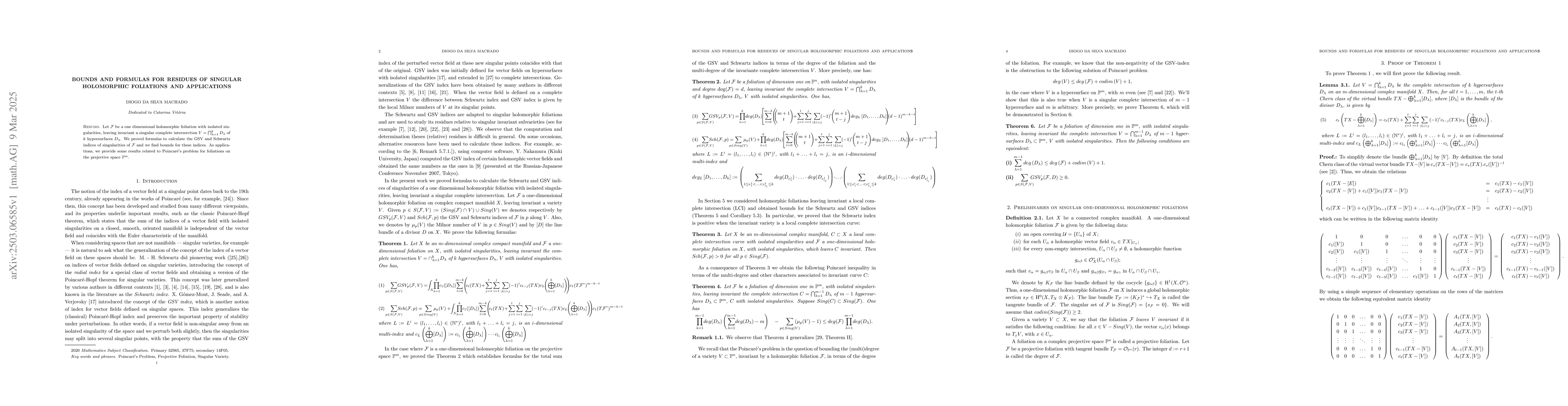 Thumbnail for Bounds and formulas for residues of singular holomorphic foliations and
  applications