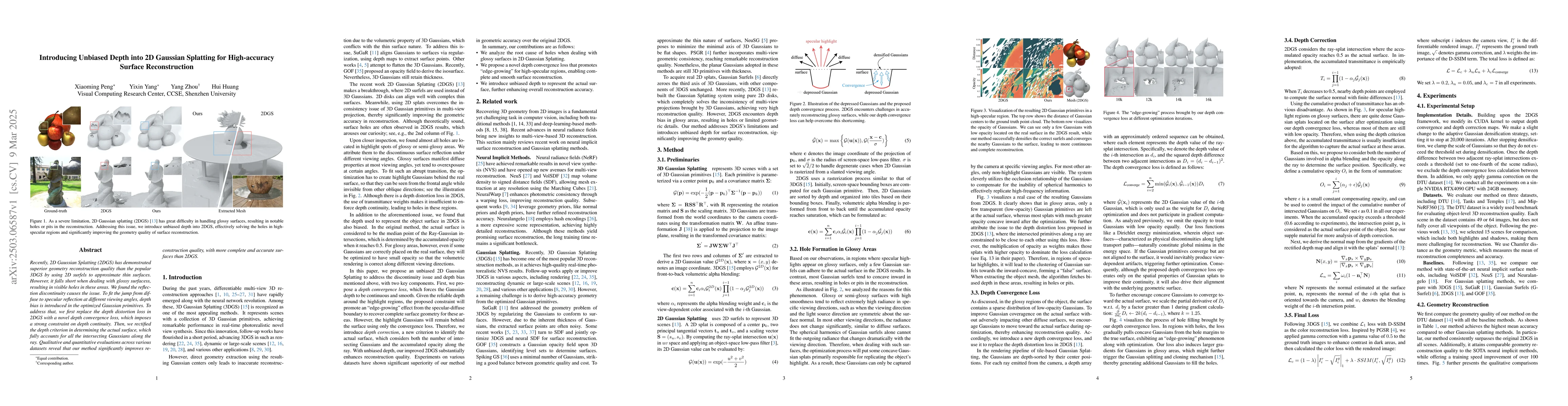 Thumbnail for Introducing Unbiased Depth into 2D Gaussian Splatting for High-accuracy
  Surface Reconstruction