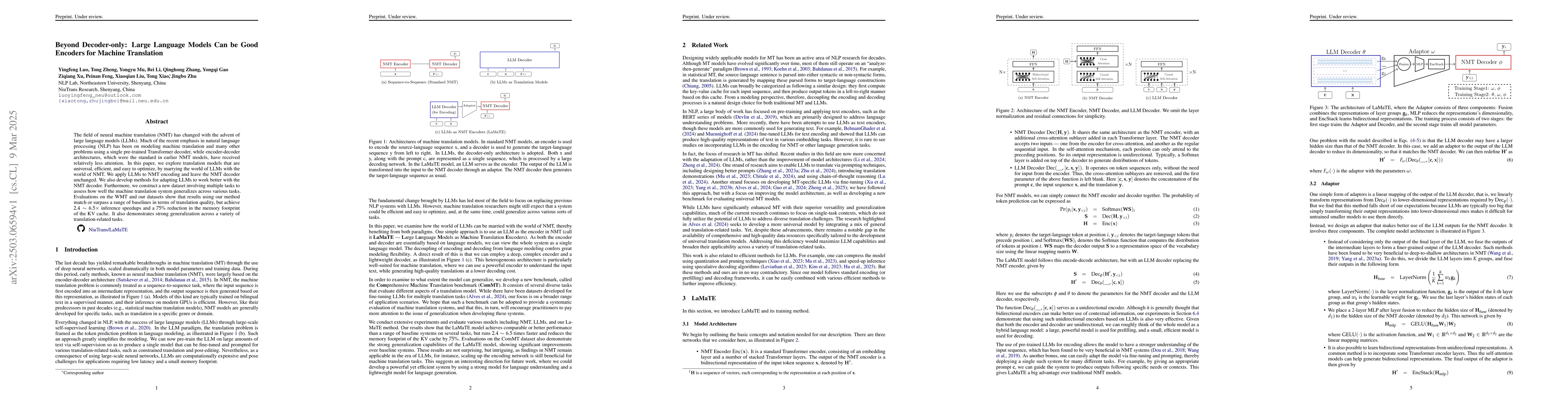 Thumbnail for Beyond Decoder-only: Large Language Models Can be Good Encoders for
  Machine Translation
