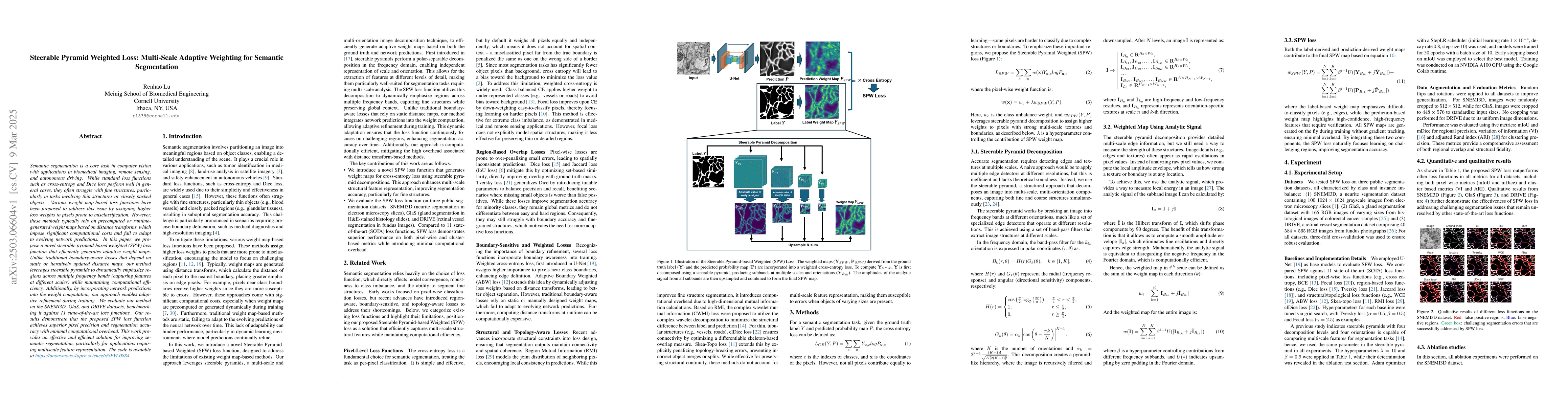Thumbnail for Steerable Pyramid Weighted Loss: Multi-Scale Adaptive Weighting for
  Semantic Segmentation