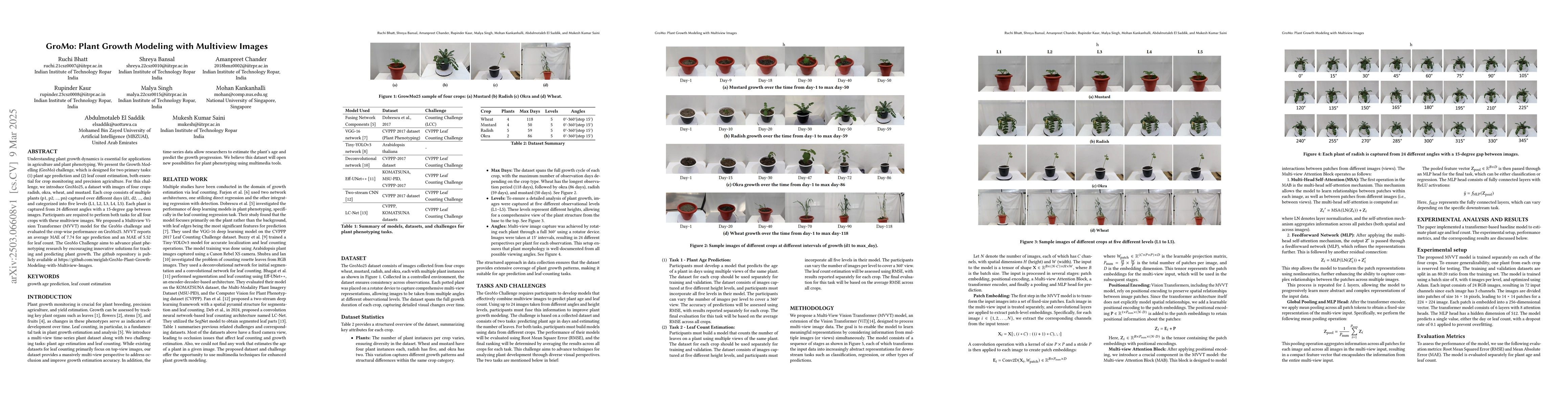 Thumbnail for GroMo: Plant Growth Modeling with Multiview Images