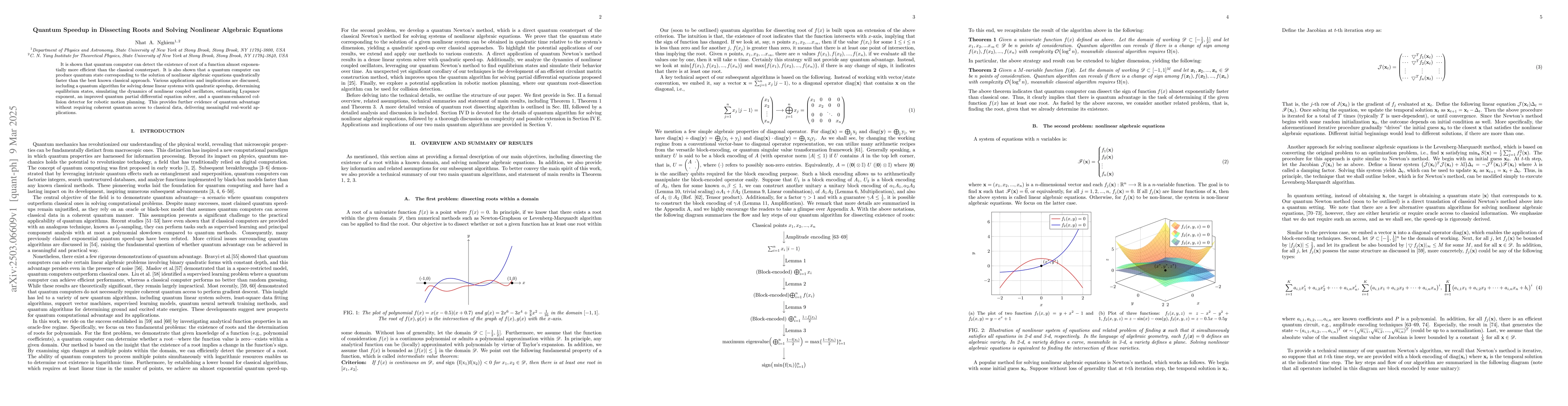 Thumbnail for Quantum Speedup in Dissecting Roots and Solving Nonlinear Algebraic
  Equations