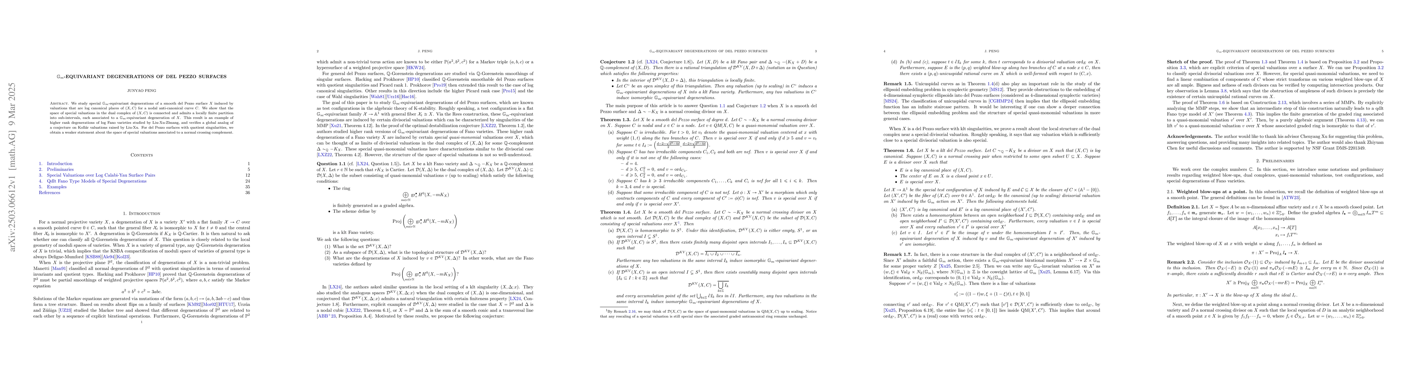 Thumbnail for $\mathbb{G}_m$-Equivariant Degenerations of del Pezzo Surfaces