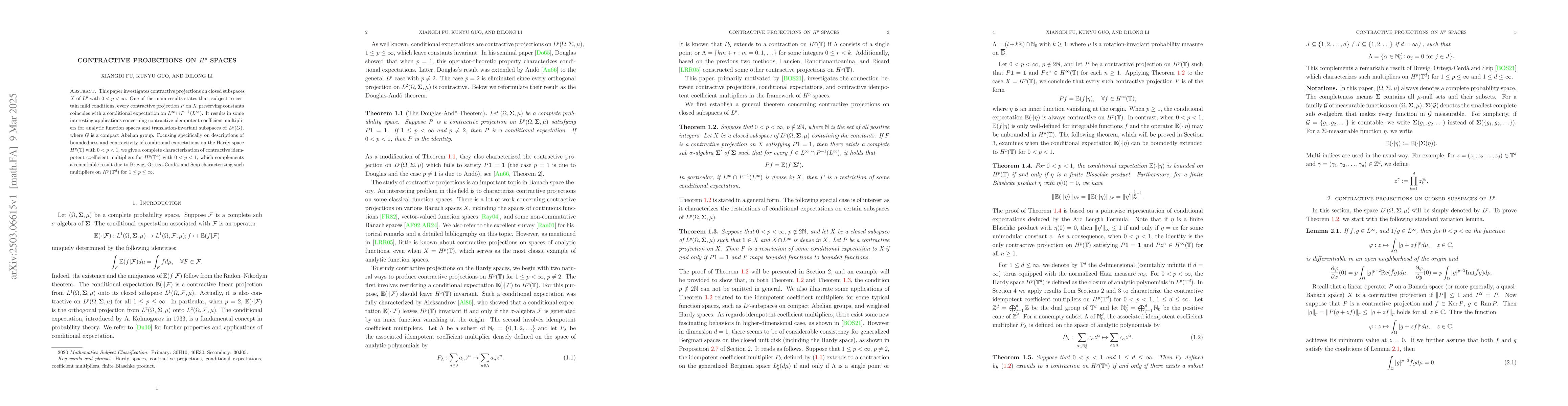 Thumbnail for Contractive projections on $H^p$-spaces