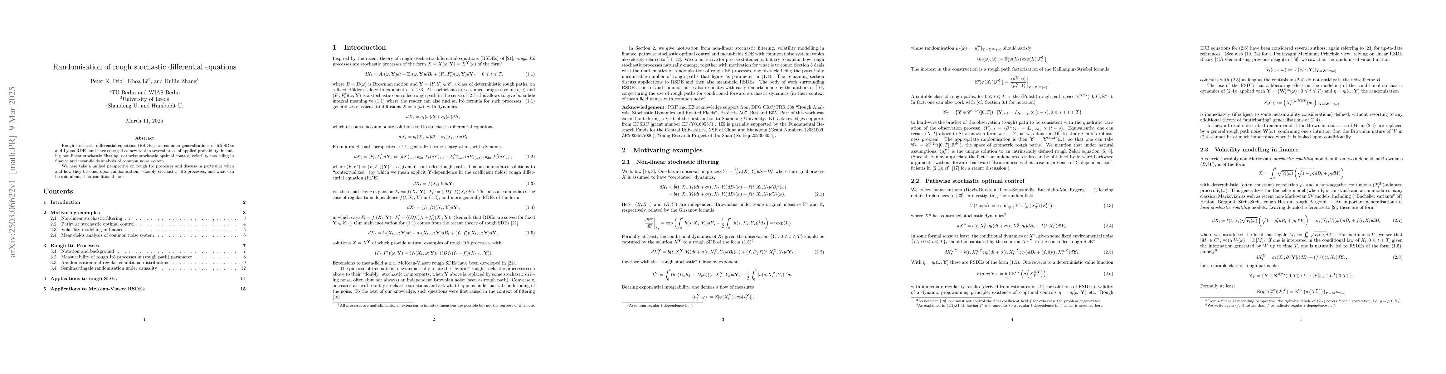 Thumbnail for Randomisation of rough stochastic differential equations