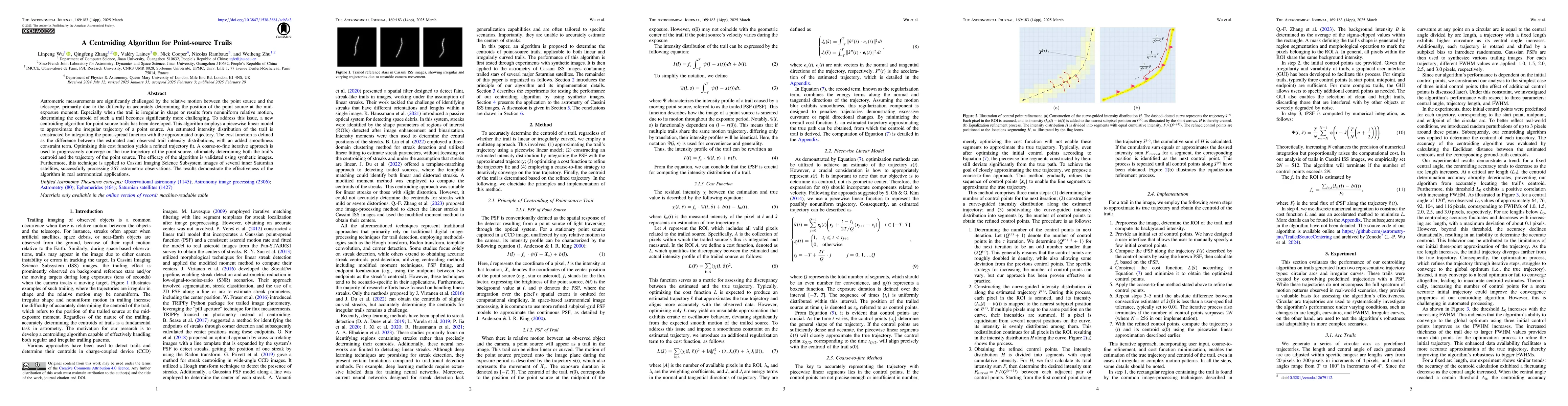 Thumbnail for A Centroiding Algorithm for Point-source Trails