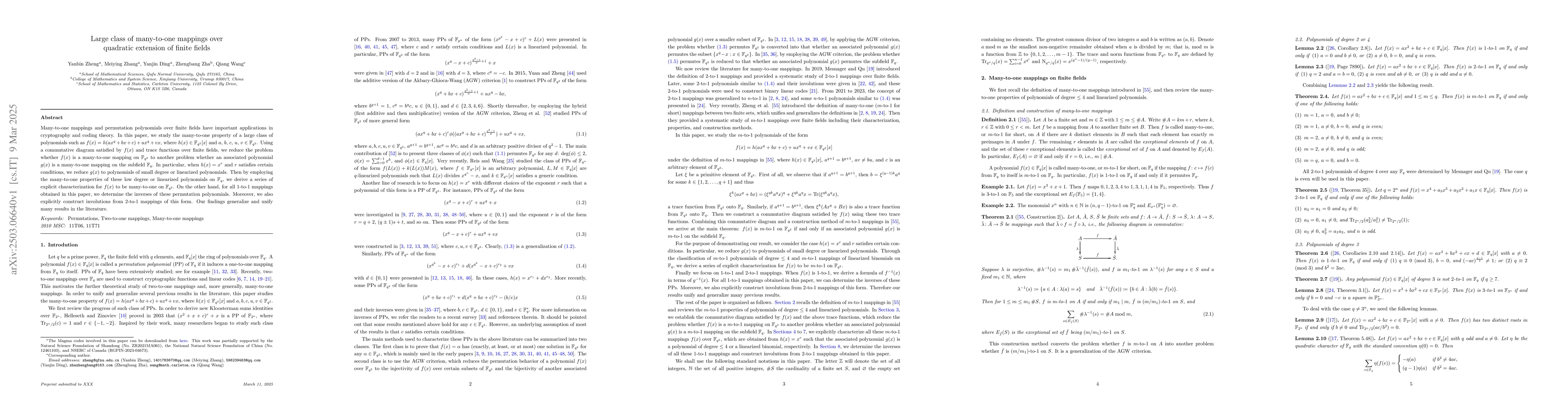 Thumbnail for Large class of many-to-one mappings over quadratic extension of finite
  fields