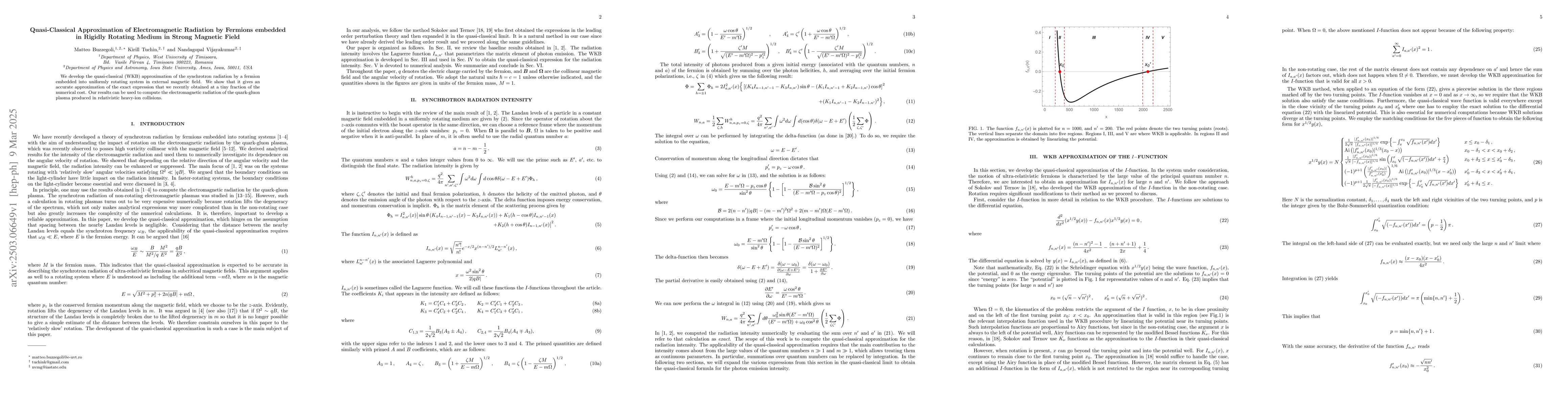 Thumbnail for Quasi-Classical Approximation of Electromagnetic Radiation by Fermions
  embedded in Rigidly Rotating Medium in Strong Magnetic Field