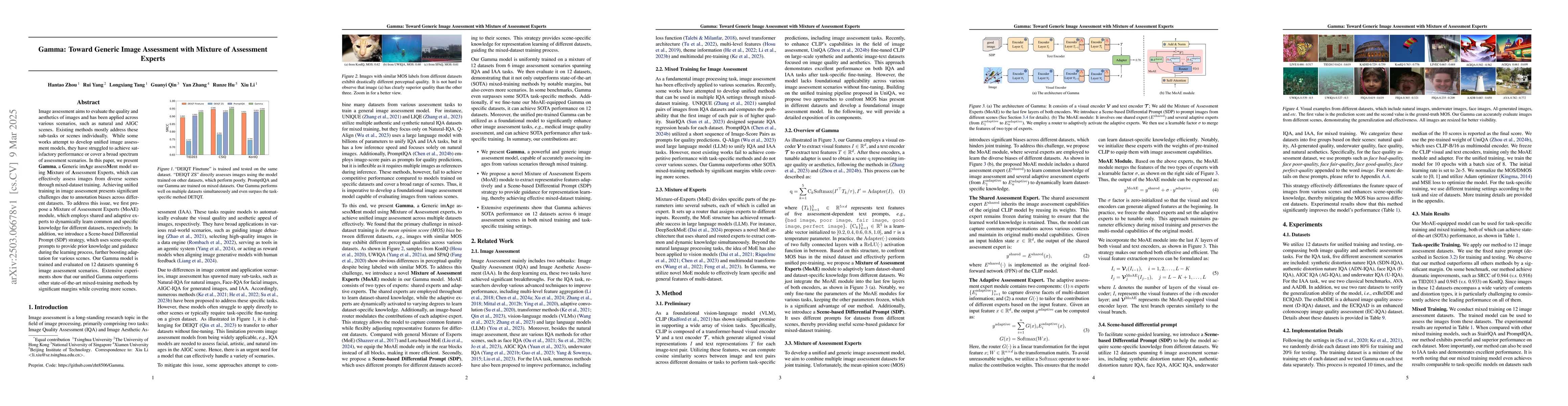 Thumbnail for Gamma: Toward Generic Image Assessment with Mixture of Assessment
  Experts