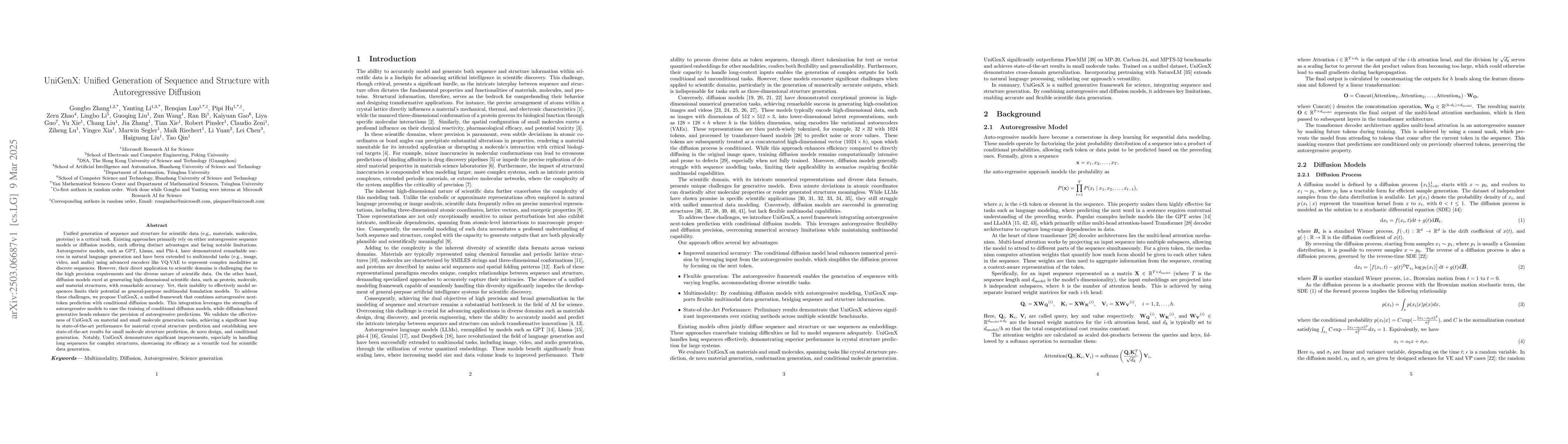Thumbnail for UniGenX: Unified Generation of Sequence and Structure with
  Autoregressive Diffusion