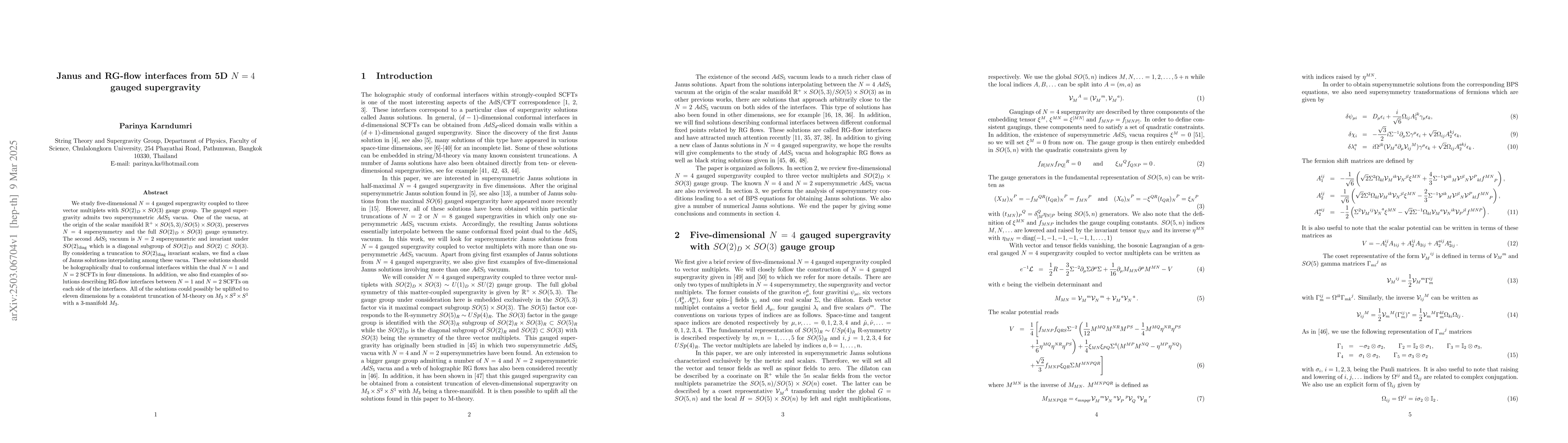Thumbnail for Janus and RG-flow interfaces from 5D N=4 gauged supergravity