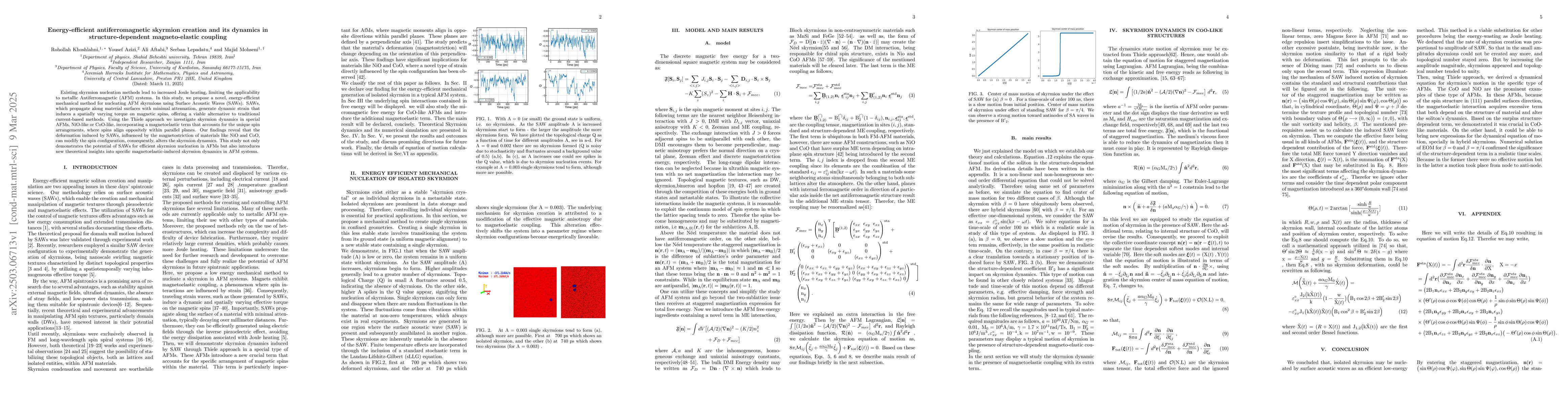 Thumbnail for Energy-efficient antiferromagnetic skyrmion creation and its dynamics in
  structure-dependent magneto-elastic coupling