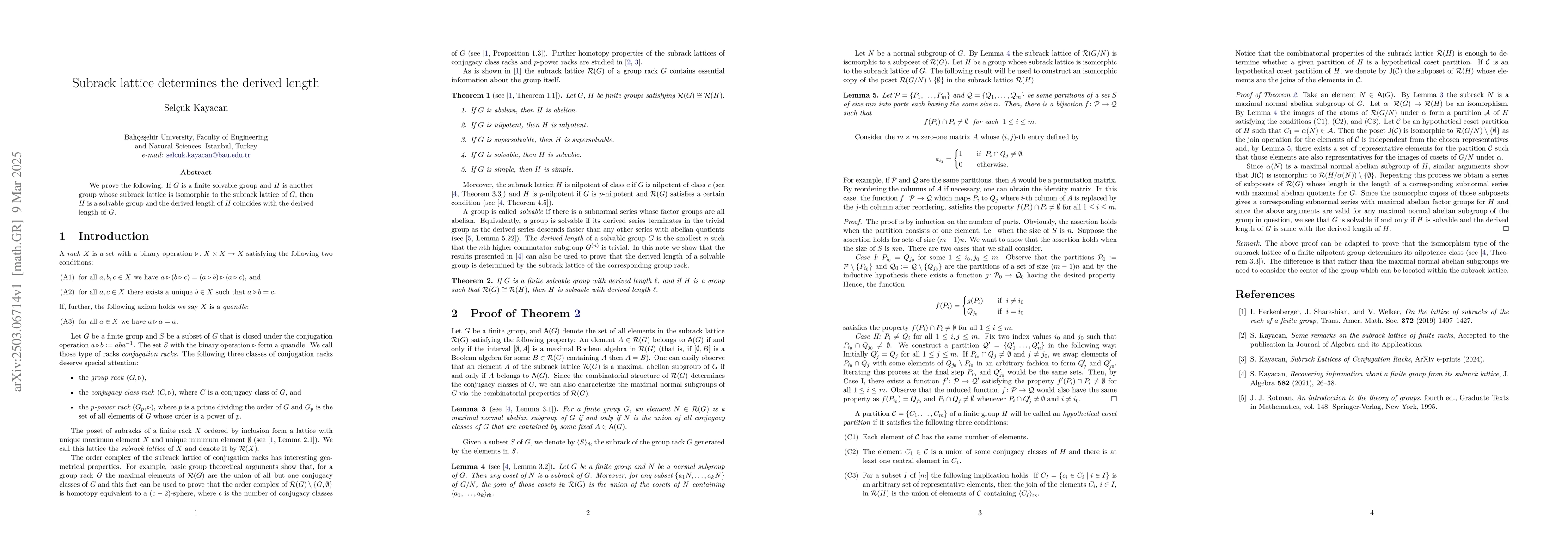 Thumbnail for Subrack lattice determines the derived length