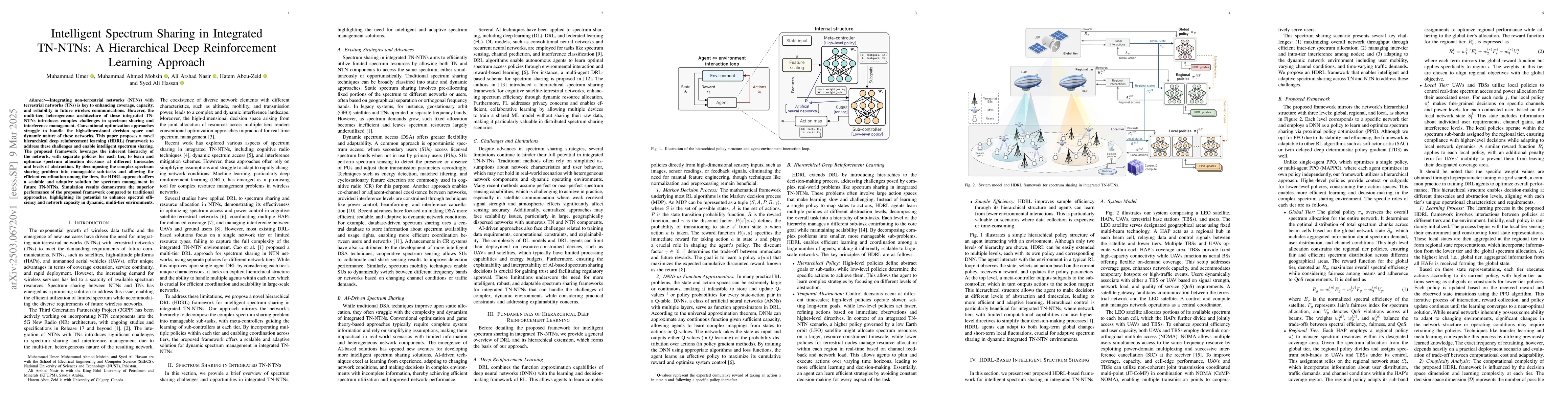 Thumbnail for Intelligent Spectrum Sharing in Integrated TN-NTNs: A Hierarchical Deep
  Reinforcement Learning Approach