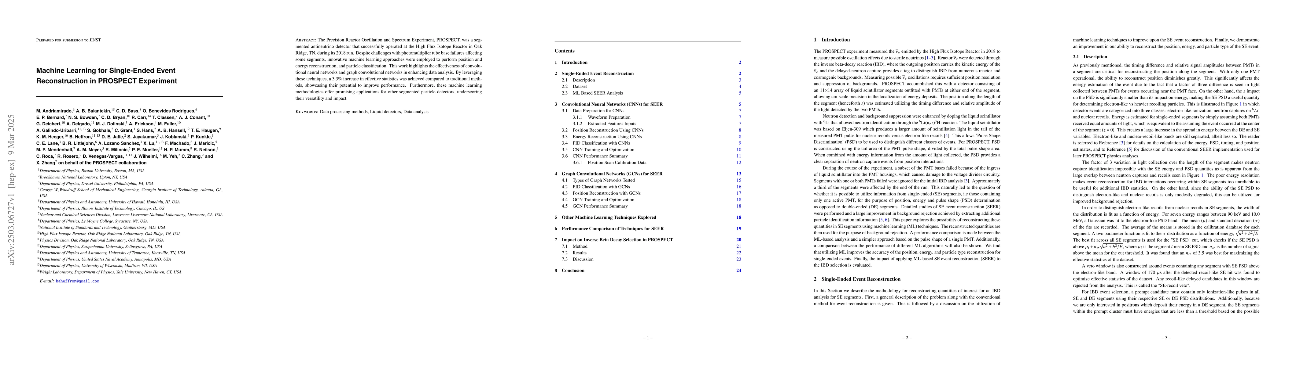Thumbnail for Machine Learning for Single-Ended Event Reconstruction in PROSPECT
  Experiment