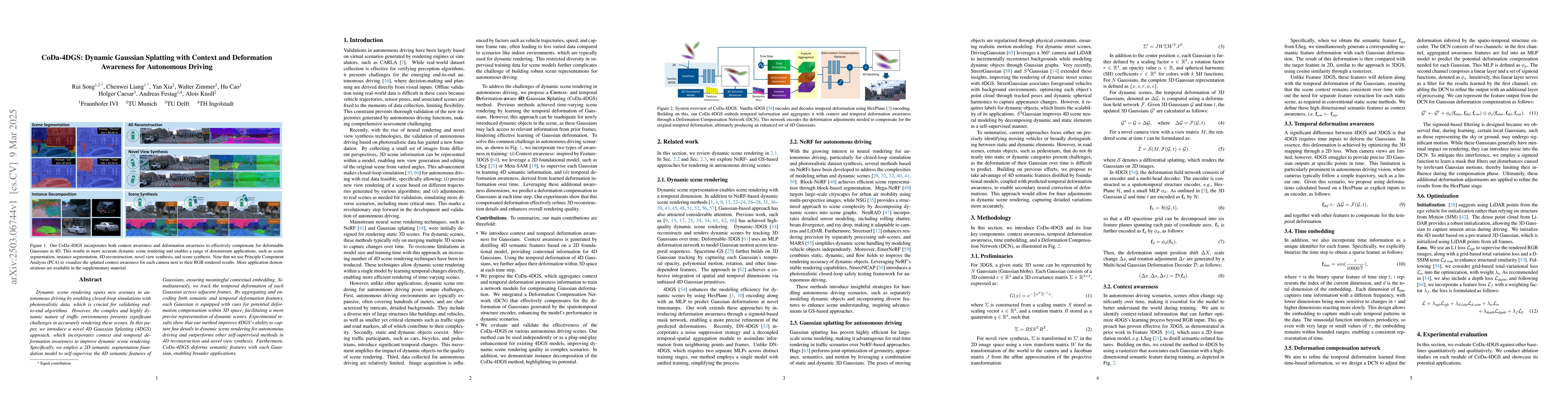 Thumbnail for CoDa-4DGS: Dynamic Gaussian Splatting with Context and Deformation
  Awareness for Autonomous Driving