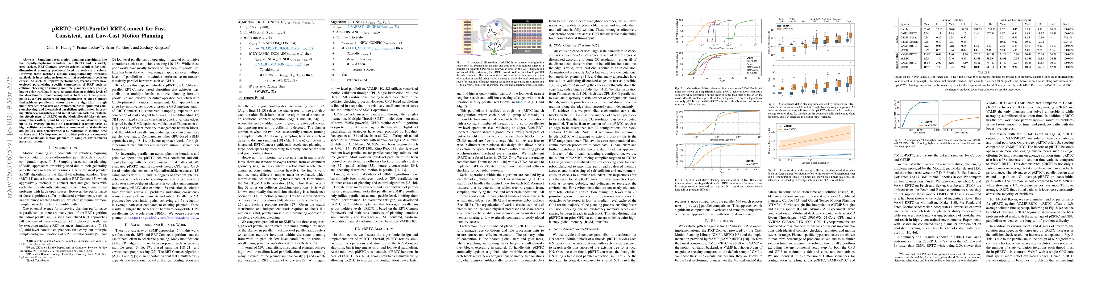 Thumbnail for pRRTC: GPU-Parallel RRT-Connect for Fast, Consistent, and Low-Cost
  Motion Planning