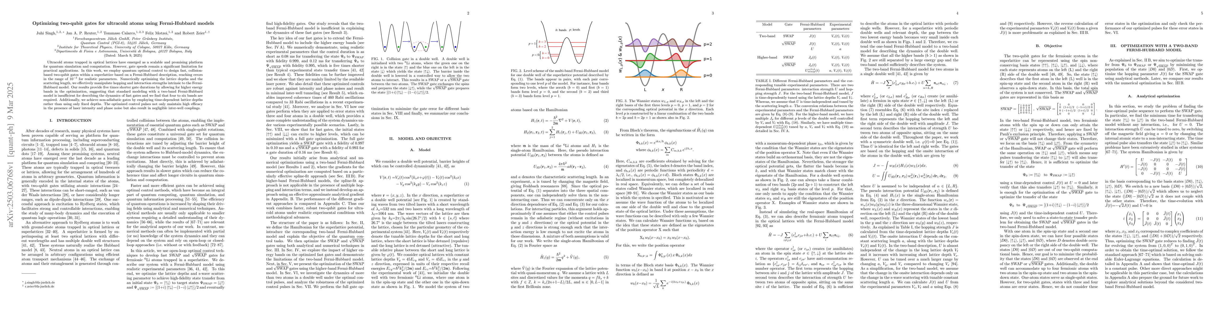 Thumbnail for Optimizing two-qubit gates for ultracold atoms using Fermi-Hubbard
  models