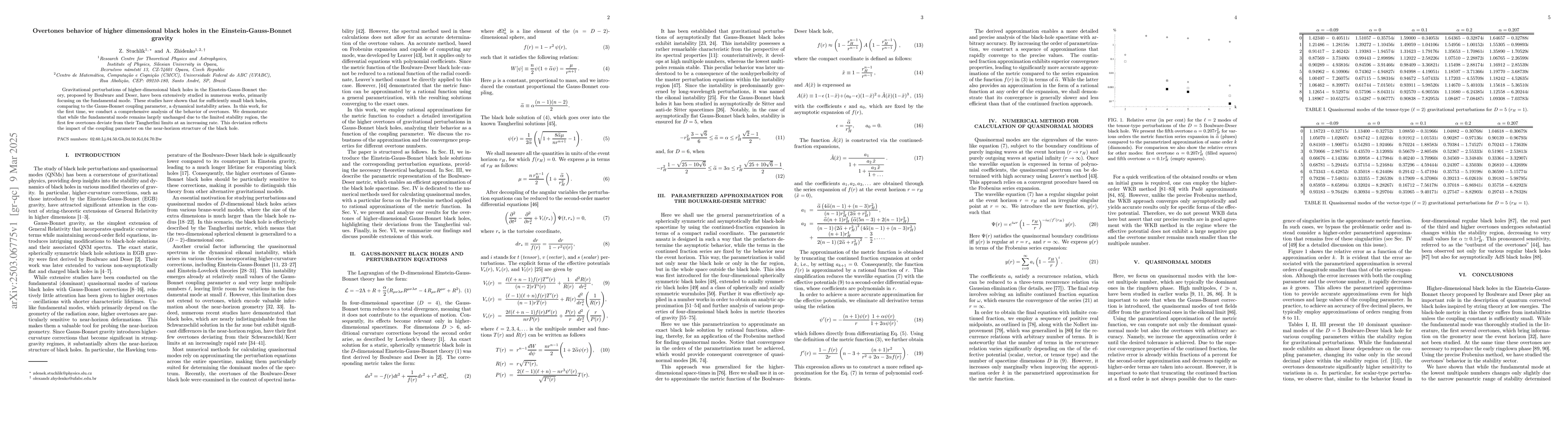 Thumbnail for Overtones behavior of higher dimensional black holes in the
  Einstein-Gauss-Bonnet gravity