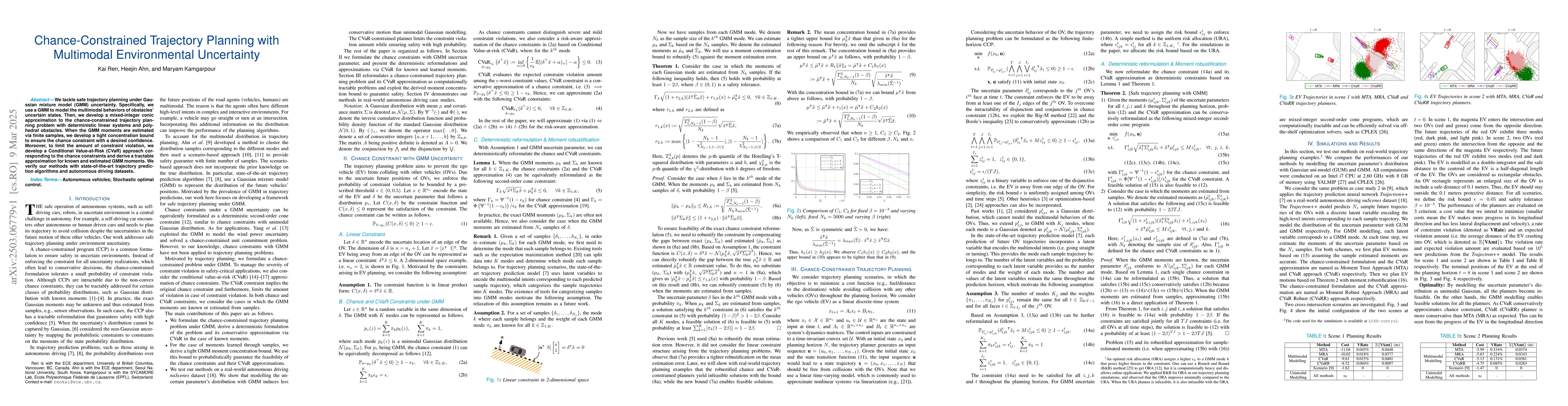 Thumbnail for Chance-Constrained Trajectory Planning with Multimodal Environmental
  Uncertainty
