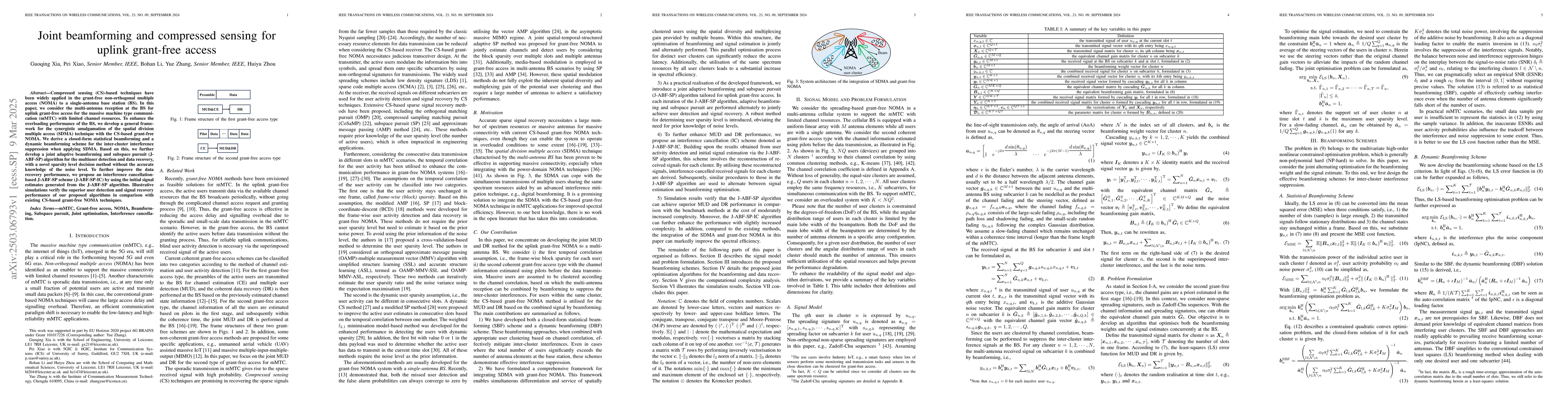 Thumbnail for Joint Beamforming and Compressed Sensing for Uplink Grant-Free Access