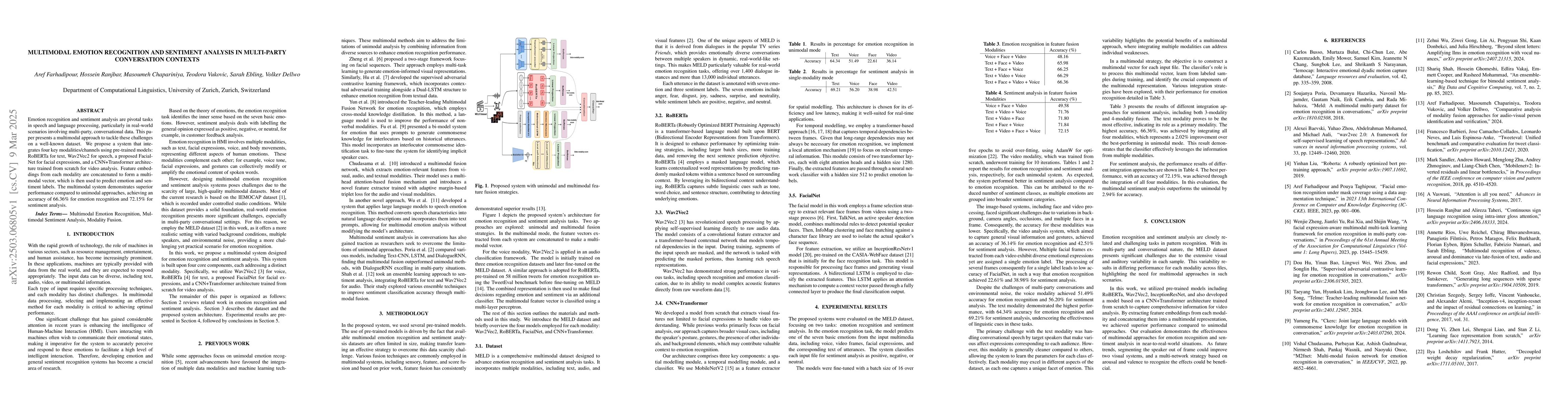 Thumbnail for Multimodal Emotion Recognition and Sentiment Analysis in Multi-Party
  Conversation Contexts