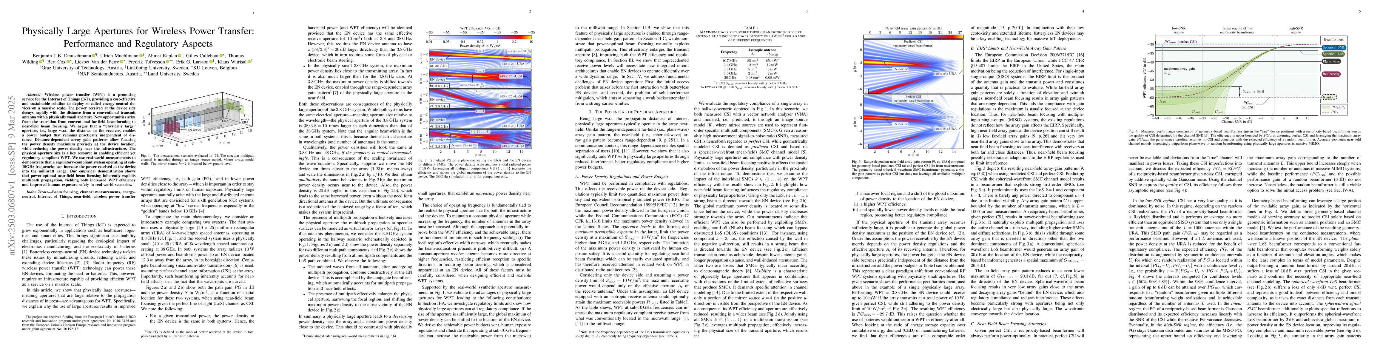 Thumbnail for Physically Large Apertures for Wireless Power Transfer: Performance and
  Regulatory Aspects