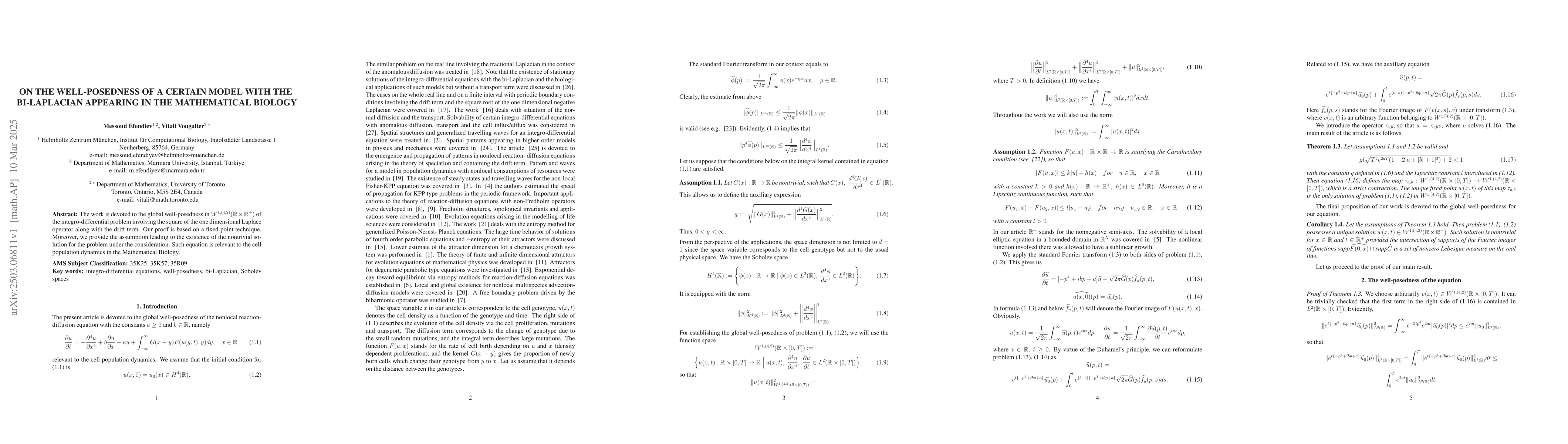 Thumbnail for On the well-posedness of a certain model with the bi-Laplacian appearing
  in the Mathematical Biology