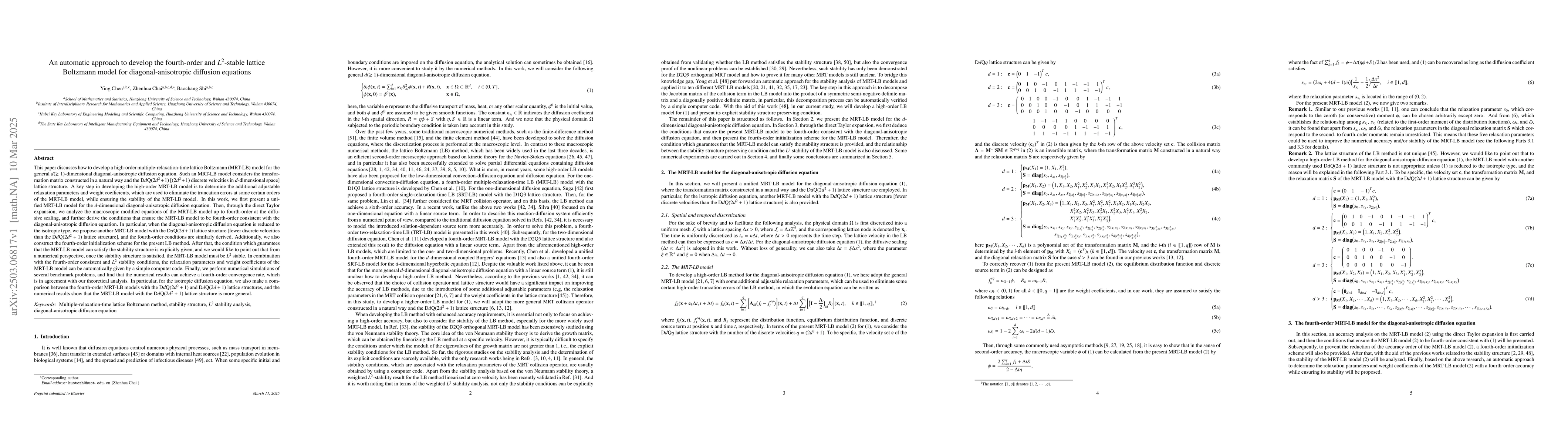 Thumbnail for An automatic approach to develop the fourth-order and L^2-stable lattice
  Boltzmann model for diagonal-anisotropic diffusion equations