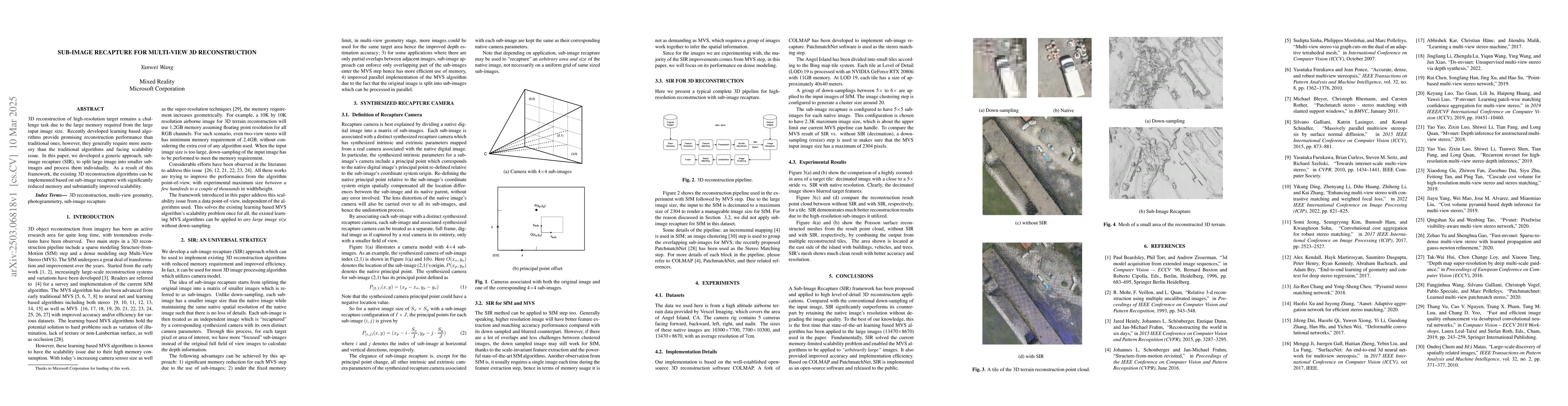 Thumbnail for Sub-Image Recapture for Multi-View 3D Reconstruction