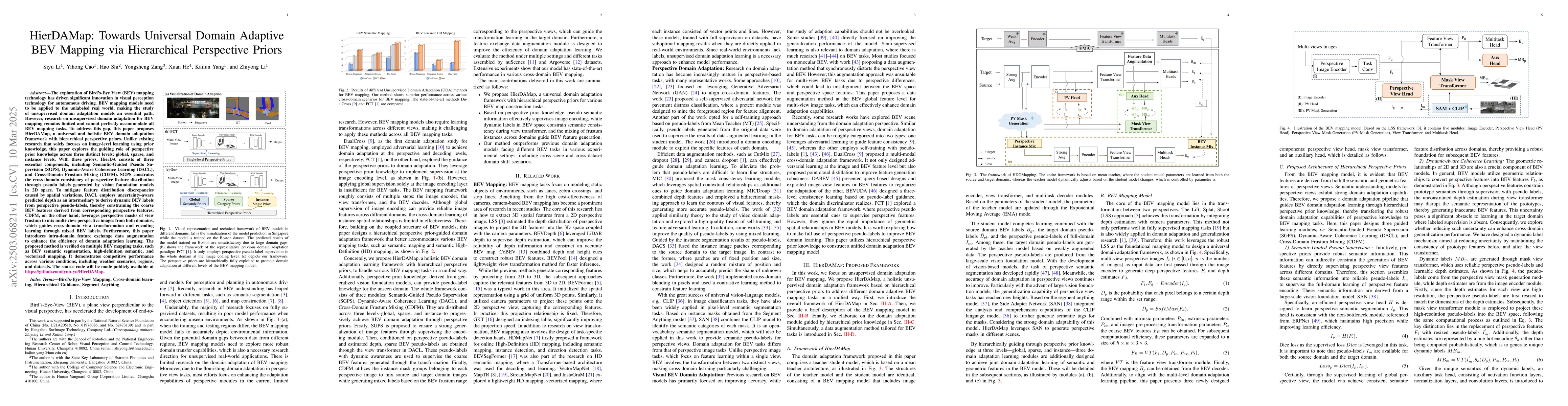 Thumbnail for HierDAMap: Towards Universal Domain Adaptive BEV Mapping via
  Hierarchical Perspective Priors
