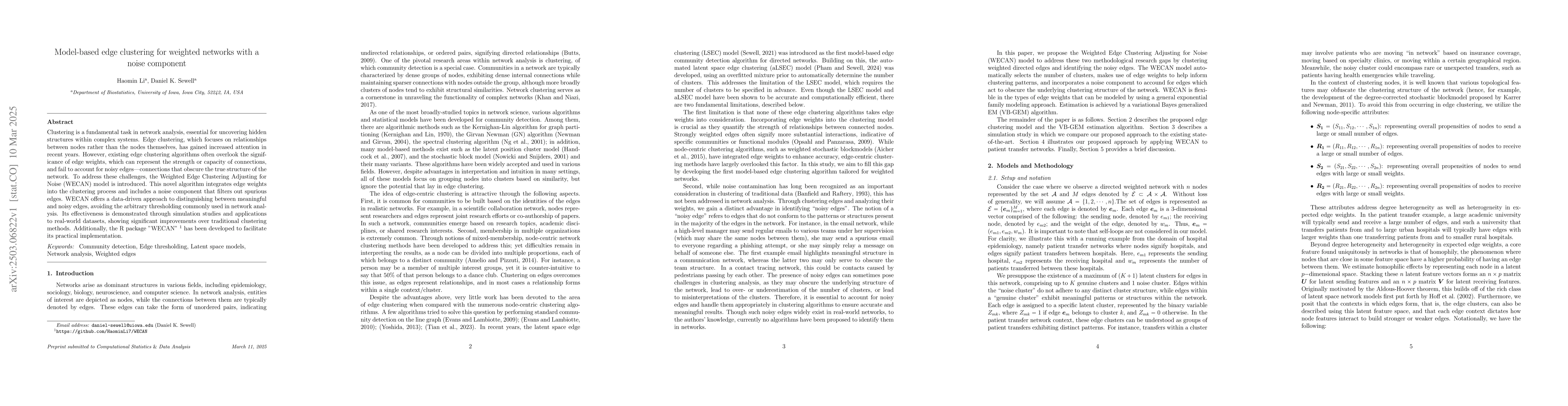 Thumbnail for Model-based edge clustering for weighted networks with a noise component