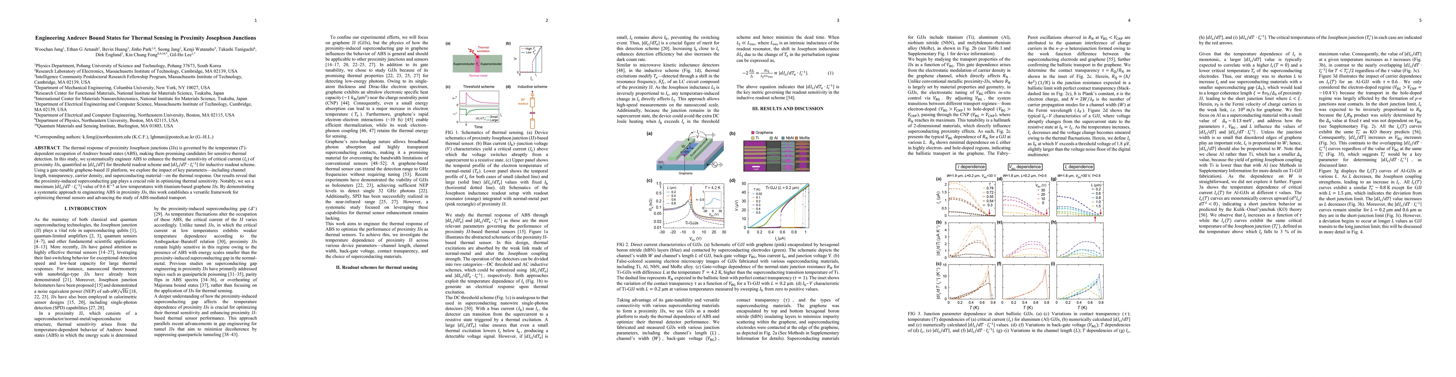Thumbnail for Engineering Andreev Bound States for Thermal Sensing in Proximity
  Josephson Junctions