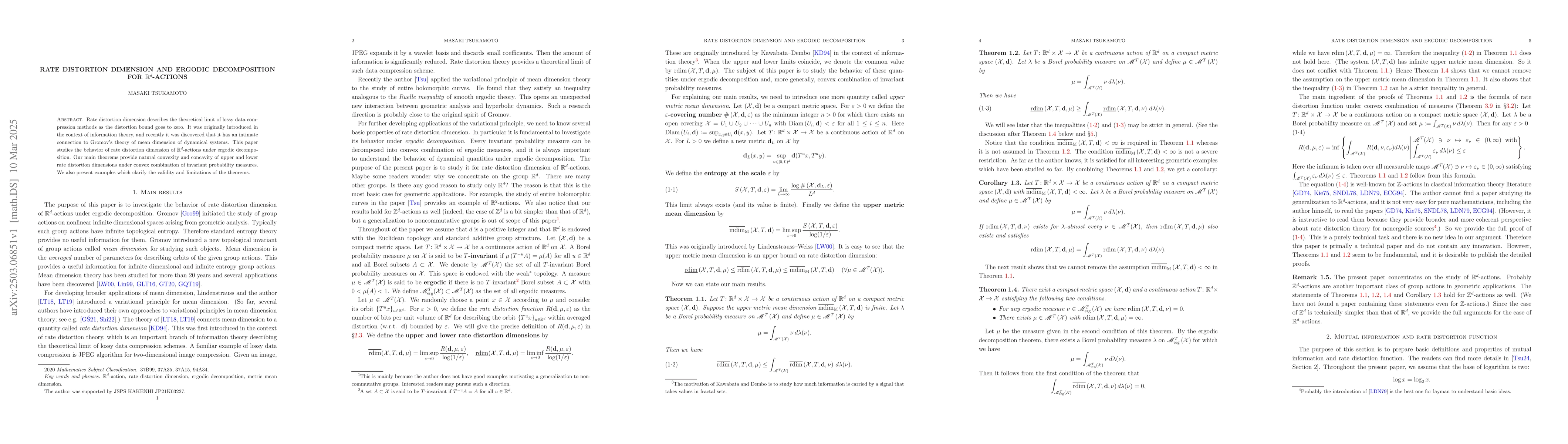 Thumbnail for Rate distortion dimension and ergodic decomposition for
  $\mathbb{R}^d$-actions