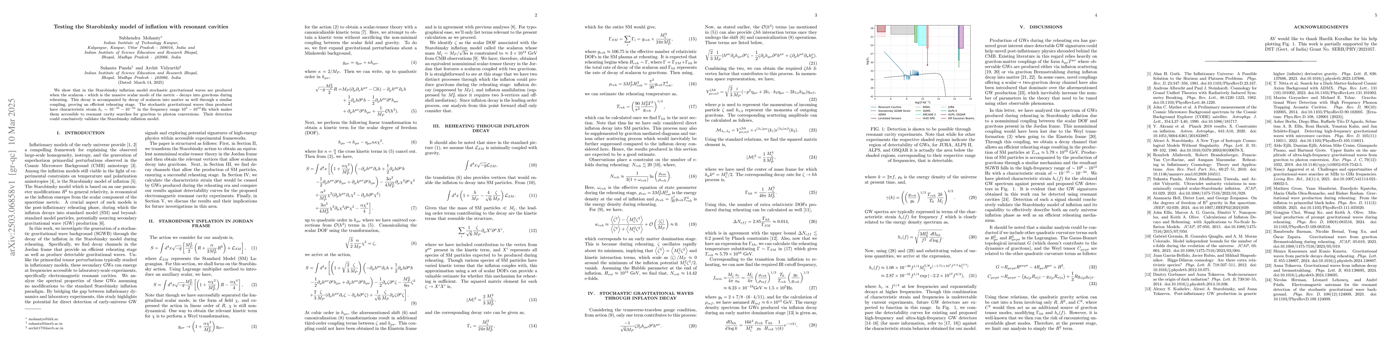 Thumbnail for Testing the Starobinsky model of inflation with resonant cavities